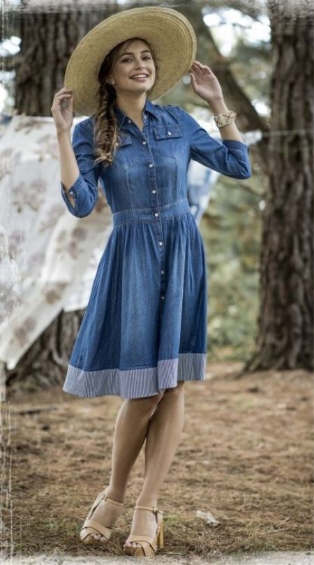 Robe mi-longue en jean