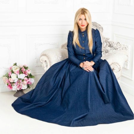 Robe en jean à manches