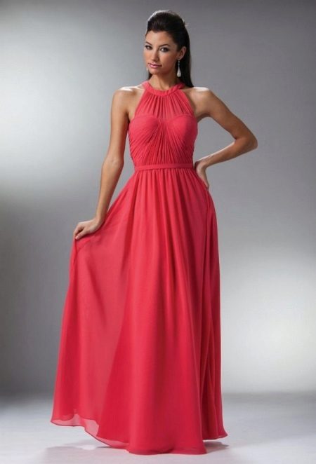 Robe corail avec abat-jour framboise