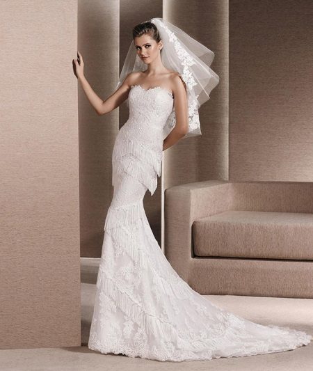 Robe de mariée sirène avec frange