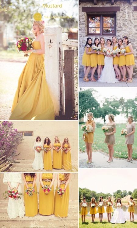 Robes de couleur moutarde pour demoiselles d'honneur