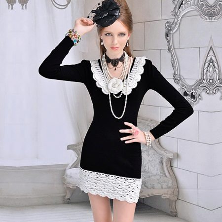 Robe à col tricoté
