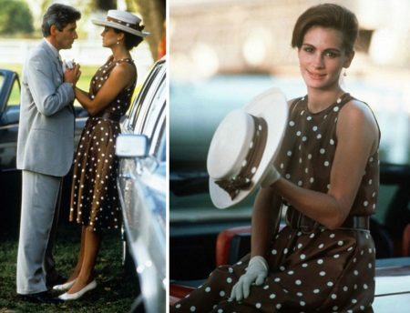 Robe à pois brun de Julia Roberts - Jolie femme