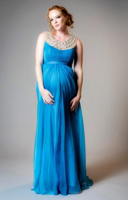 Robe de maternité grecque bleue