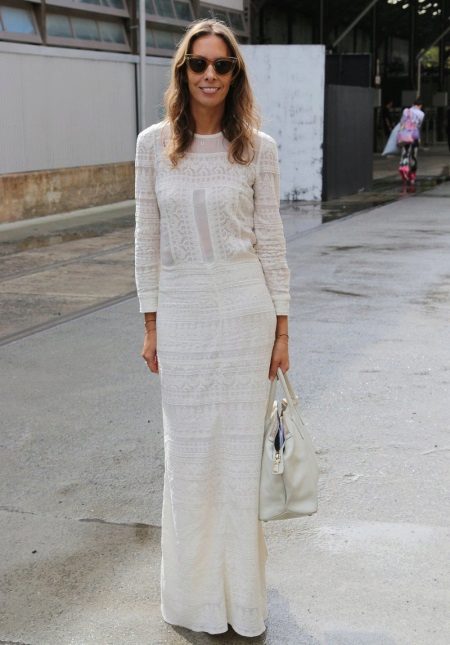 Robe longue en coton blanc