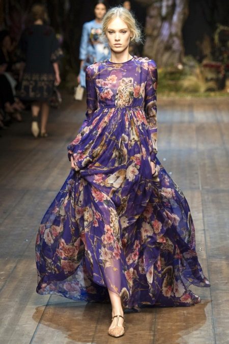 Robe longue en mousseline à imprimé floral