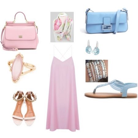Accessoires de robe bleu rose