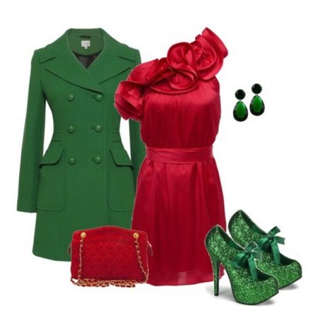 Accessoires verts pour robe cerise