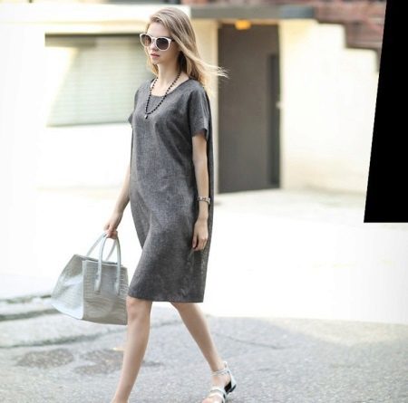 Sac blanc à robe en lin gris