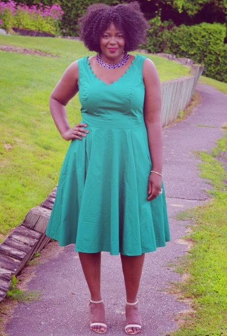 Robe verte ouverte en forme de A pour femmes obèses