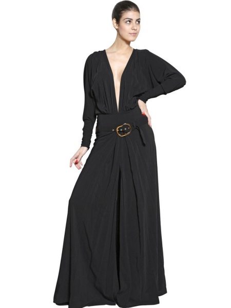 Robe longue en viscose noire