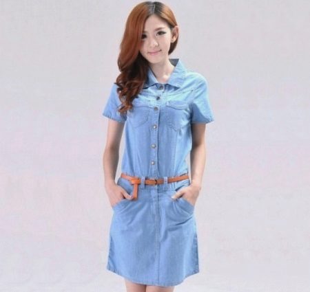 Robe polo en jean rivet