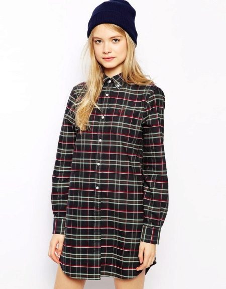 Chemise habillée à carreaux noir avec chapeau