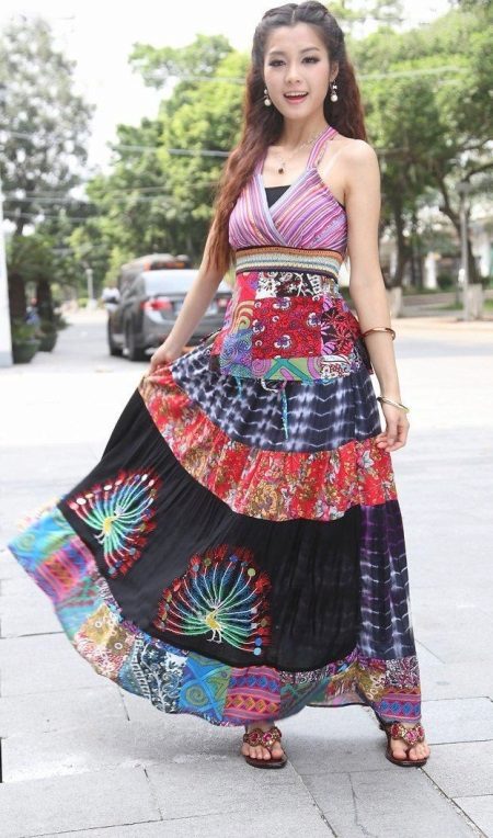 Robe d'été à taille haute en style ethnique