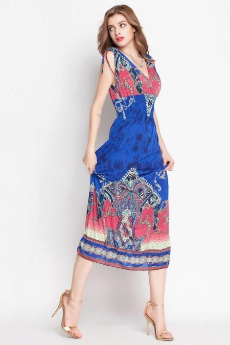 Robe multicolore à taille haute