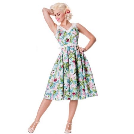 Robe sans manches de couleur dans le style des années 50