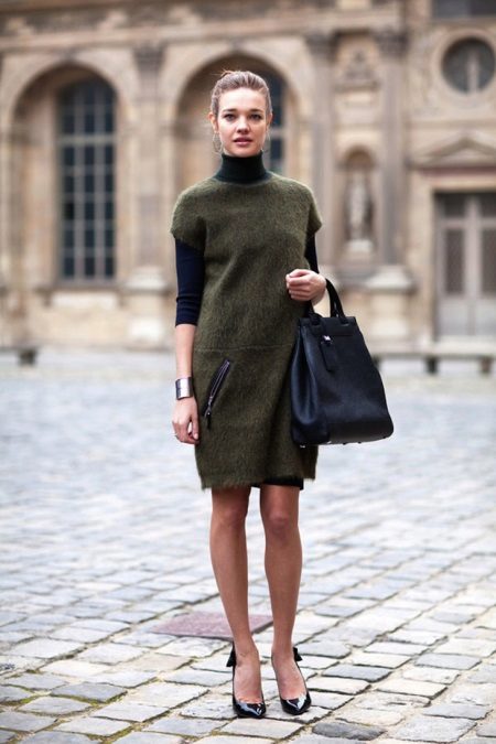 Robe en laine décontractée chaude, kaki
