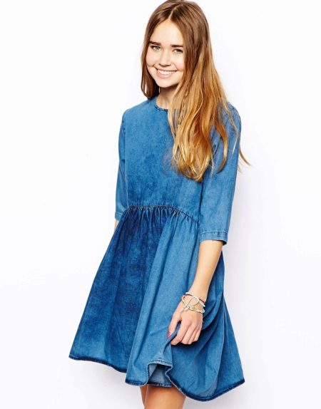 Robe bleue décontractée en jean fin