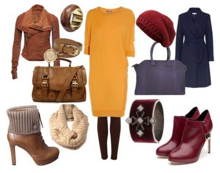 Sélection d'accessoires pour une robe en tricot jaune