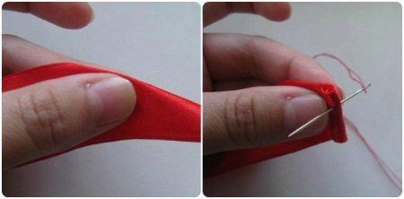 1 etapa de torcer uma rosa de uma fita