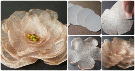 Instruções para criar uma flor a partir de organza