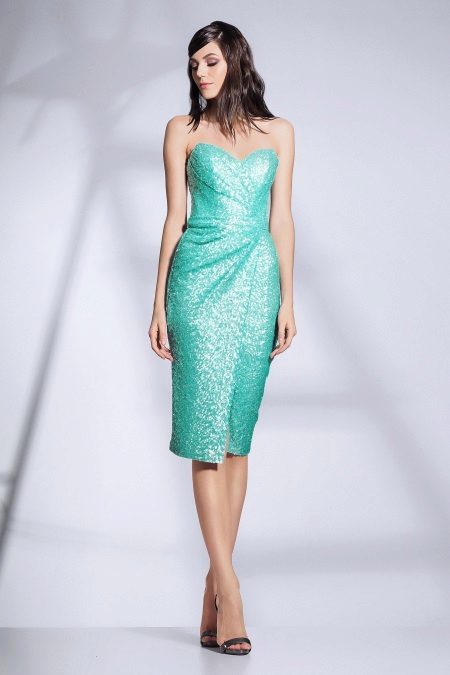 Robe bustier drapée turquoise