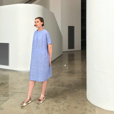 Robe en lin bleu