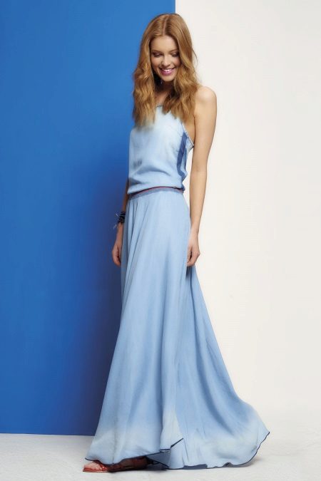 Robe en crêpe de Chine bleue