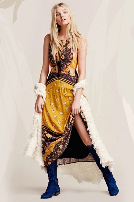 Robe dans le style de boho jaune