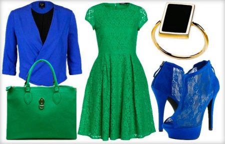 Accessoires bleus pour une robe de soirée courte