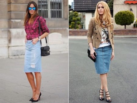 ensembles avec une jupe crayon en jean pour tous les jours