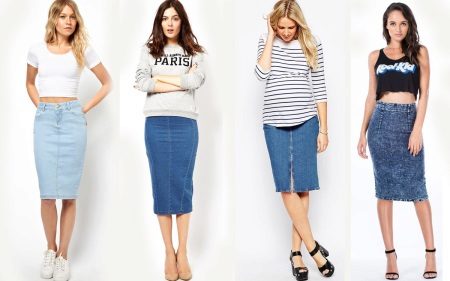 ensembles décontractés avec une jupe crayon en denim