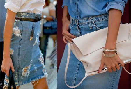 options de jupe de crayon de denim