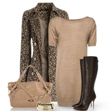 Manteau et robe beige