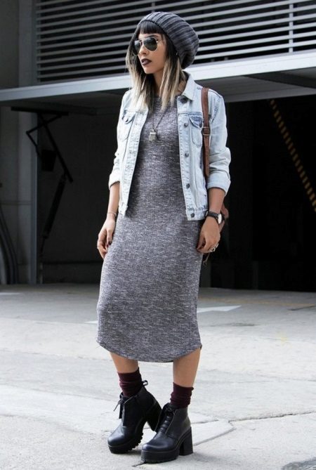 Veste en jean à la robe midi dans le style de boho