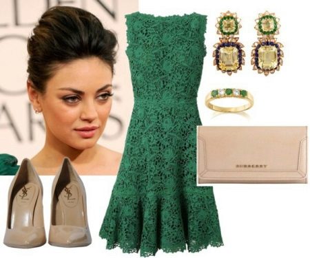 jóias de ouro para vestido verde