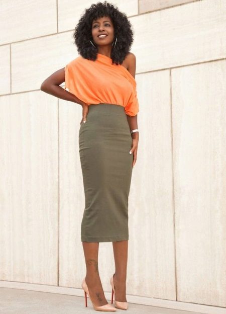 Jupe longue crayon taille haute