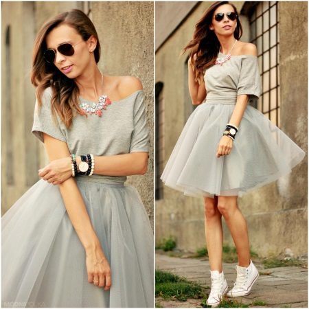 jupe avec une ligne haute de tulle